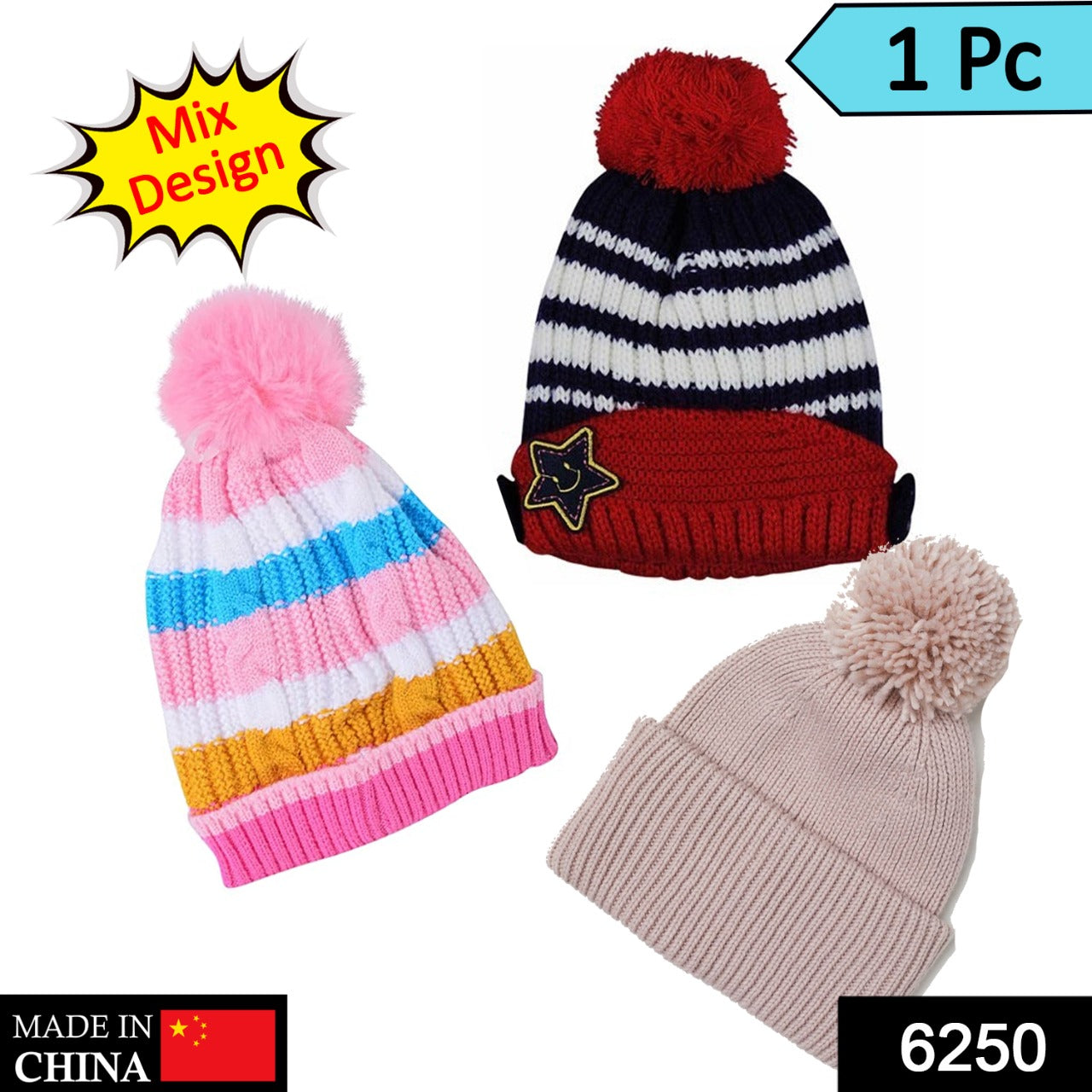 6250  Cap For Winter Woolen Knitted Black Inside Fur Caps 6250  Cap For Winter Woolen Knitted Black Inside Fur Caps
